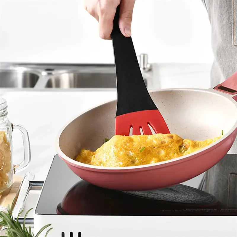 3 in 1 Clip per spatola per friggere Clip per il cibo in silicone Frittura per bistecca Pancake Turn a fessure per pala