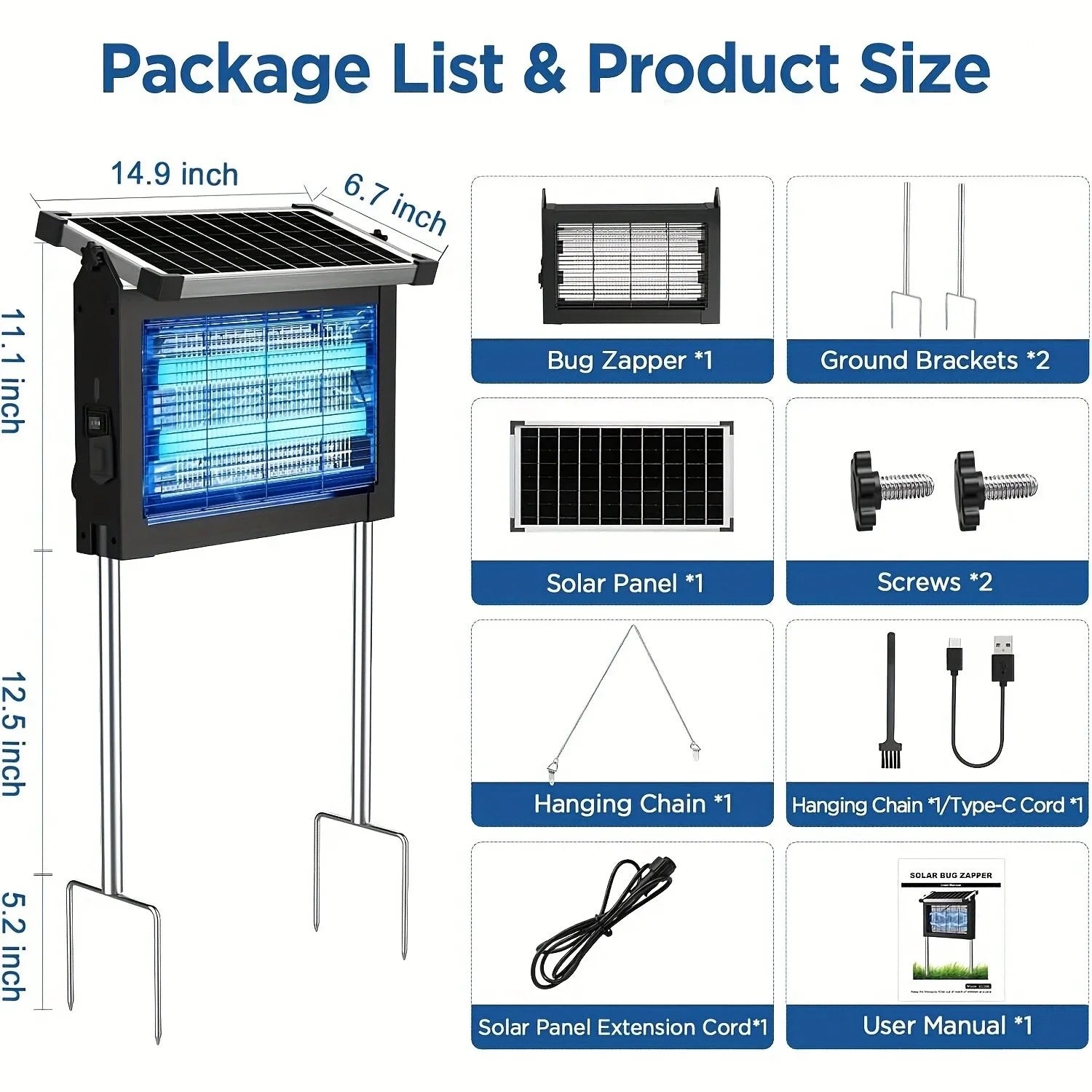 Solar Powered Bug Zapper Outdoor Zechuan Bug Zapper 4500V