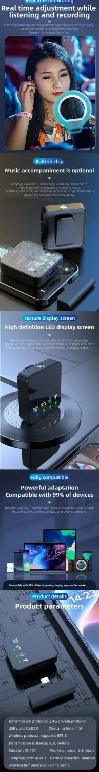 Wireless lavalier microphone microphone clip internet celebrity live streaming equipment short video noise reduction