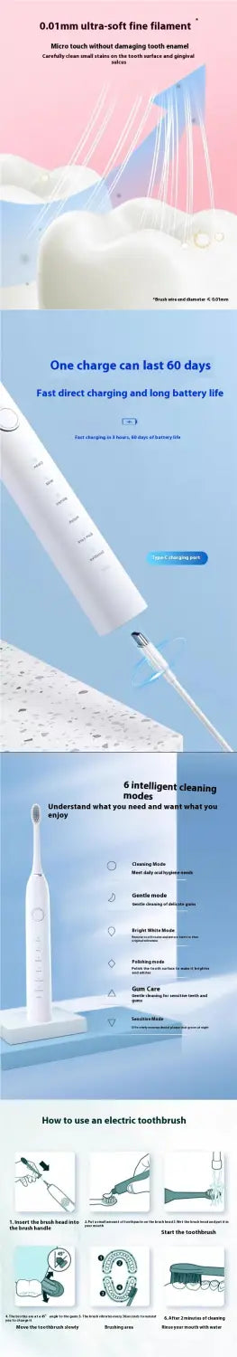 Spazzolino elettrico ricaricabile automatico Electric Toothbrush Rechargeable Automatic