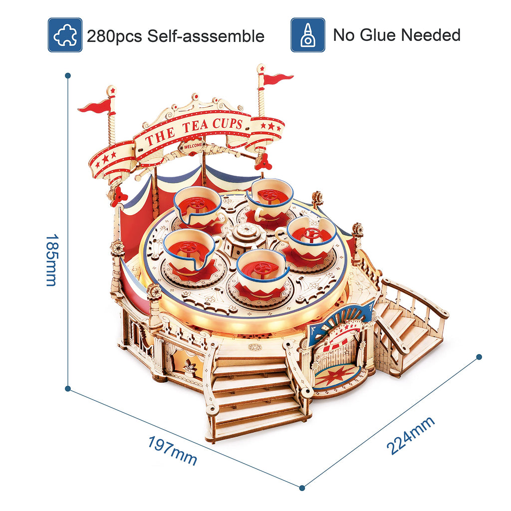 Robotime ROKR Tilt-A-Whirl Music Box EA04 - Puzzle 3D Giostra Parco Divertimenti