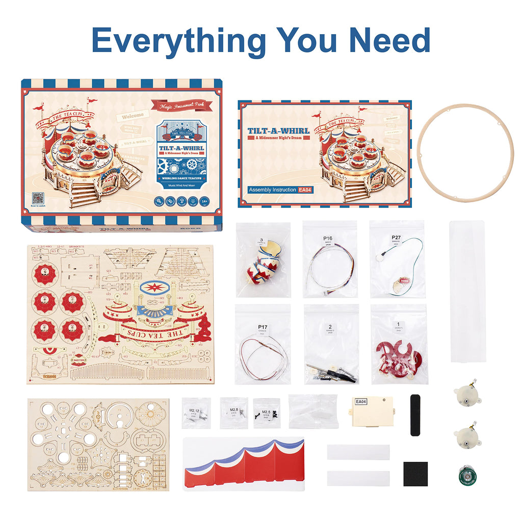Robotime ROKR Tilt-A-Whirl Music Box EA04 - Puzzle 3D Giostra Parco Divertimenti