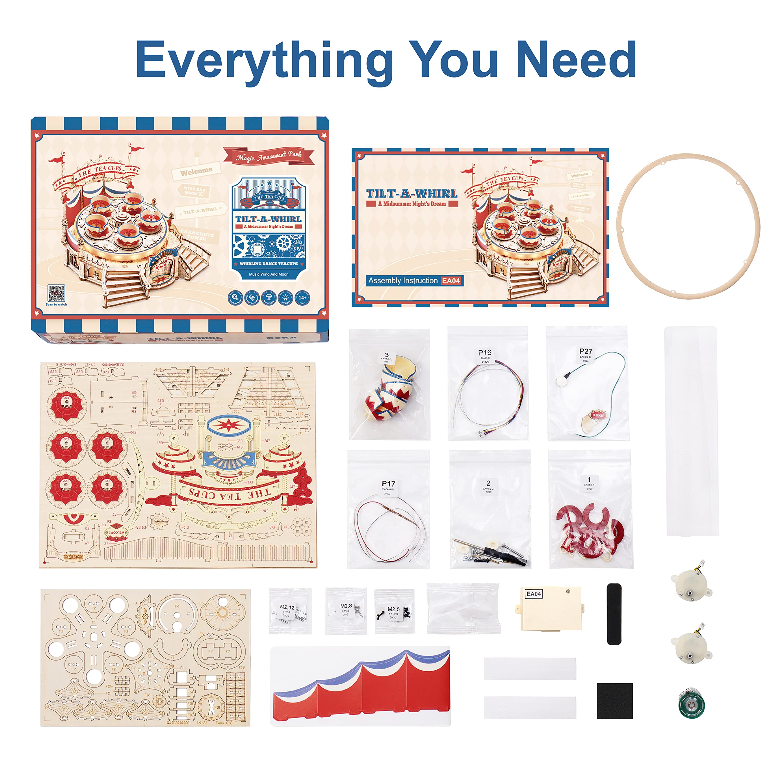 Robotime ROKR Tilt-A-Whirl Music Box EA04 - Puzzle 3D Giostra Parco Divertimenti