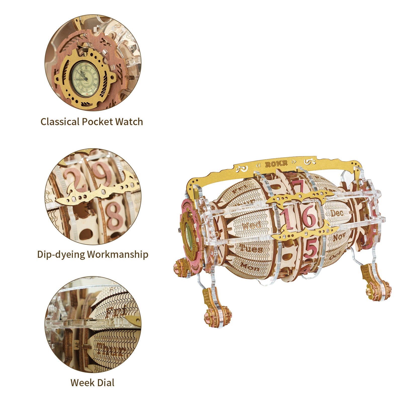 Robotime ROKR Orologio da Parete Zodiaco LC601 - Puzzle 3D Legno Astrologia 1150g