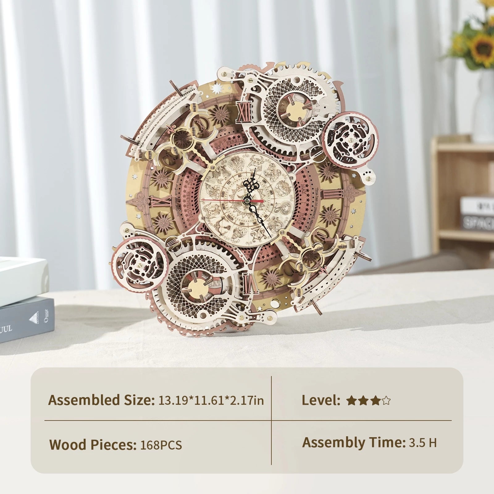 Robotime ROKR Orologio da Parete Zodiaco LC601 - Puzzle 3D Legno Astrologia 1150g