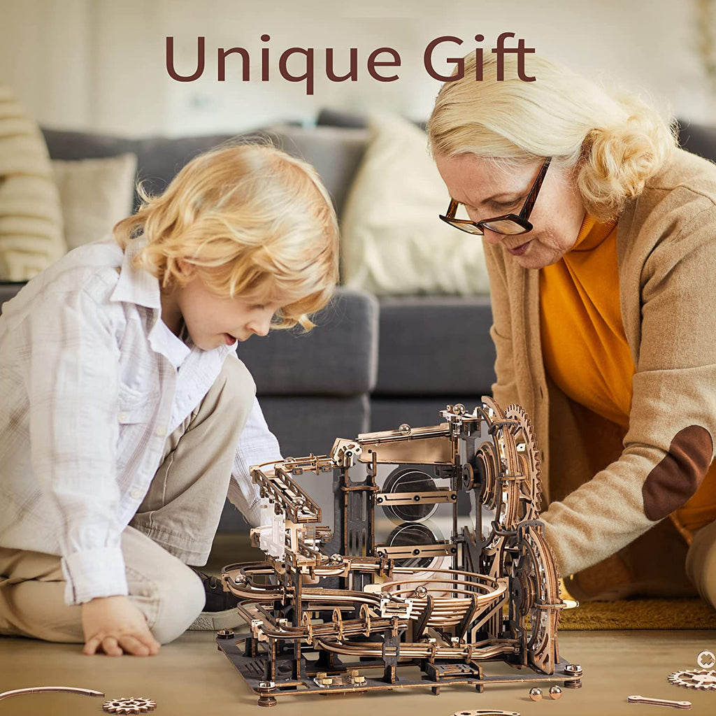 Robotime ROKR Marble Night City - Pista Biglie 3D Legno con Ruota Idraulica Luminosa