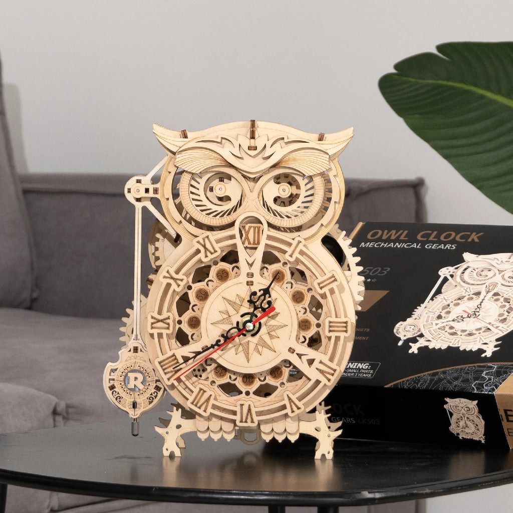 ROKR Orologio Gufo 3D in Legno | Puzzle Meccanico con Movimento a Pendolo