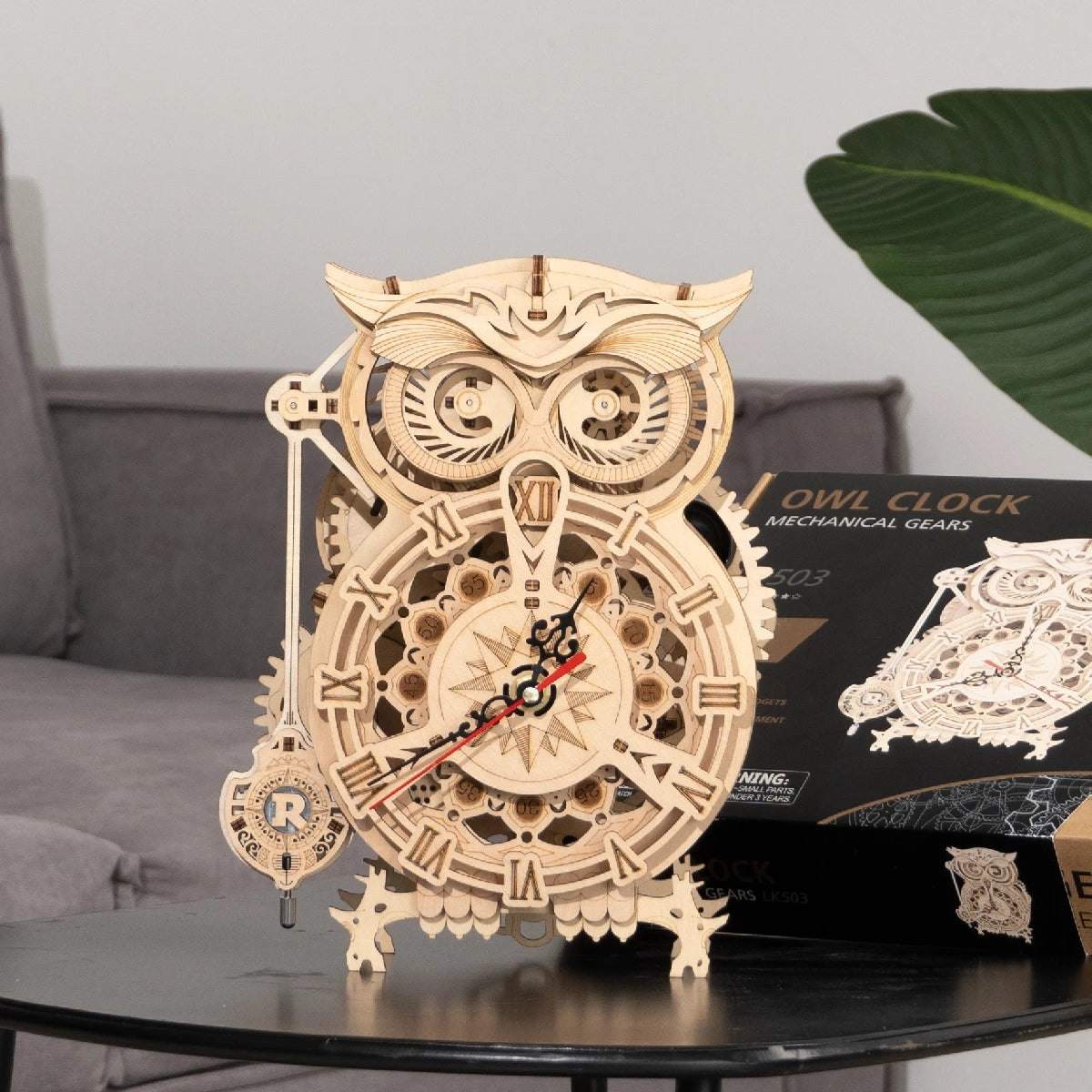 ROKR Orologio Gufo 3D in Legno | Puzzle Meccanico con Movimento a Pendolo