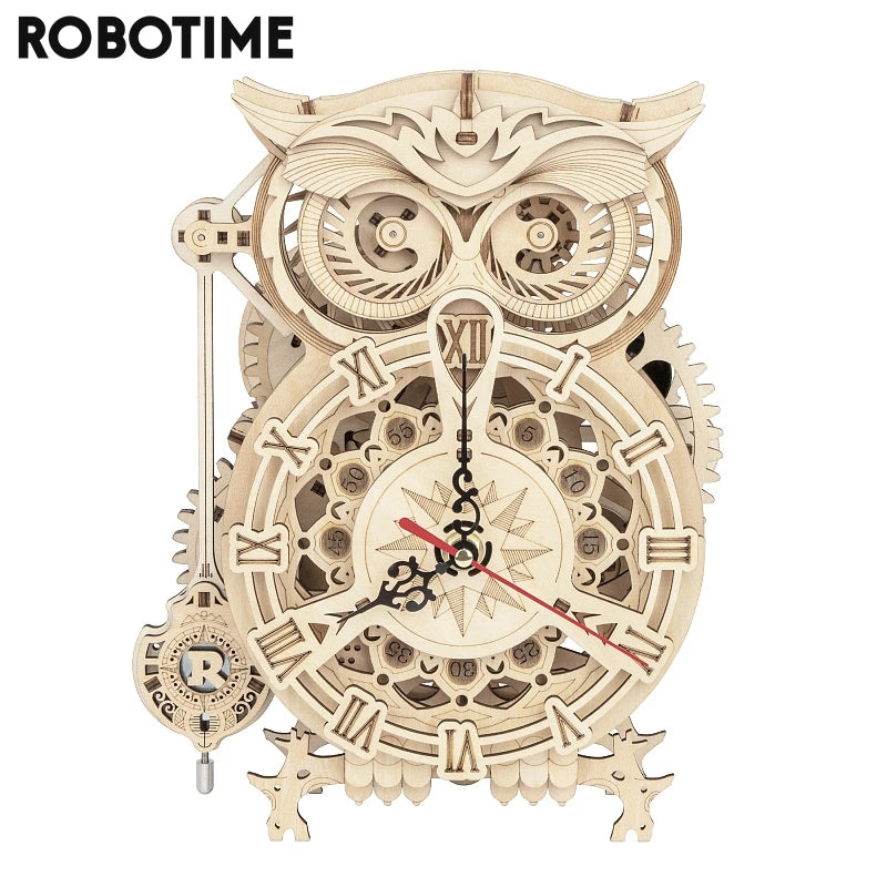ROKR Orologio Gufo 3D in Legno | Puzzle Meccanico con Movimento a Pendolo