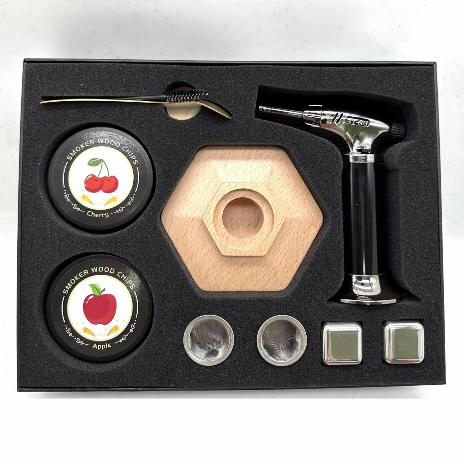 Affumicatore a legna da cocktail piattino esagonale a piattino rotondo strumenti per affumicare in cucina copertura