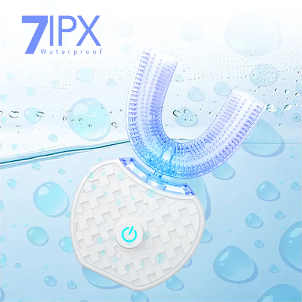 360 Degrees Intelligent Automatic Electric Toothbrush Waterproof U Type Tooth Brush Whitening Blue Light USB Charging