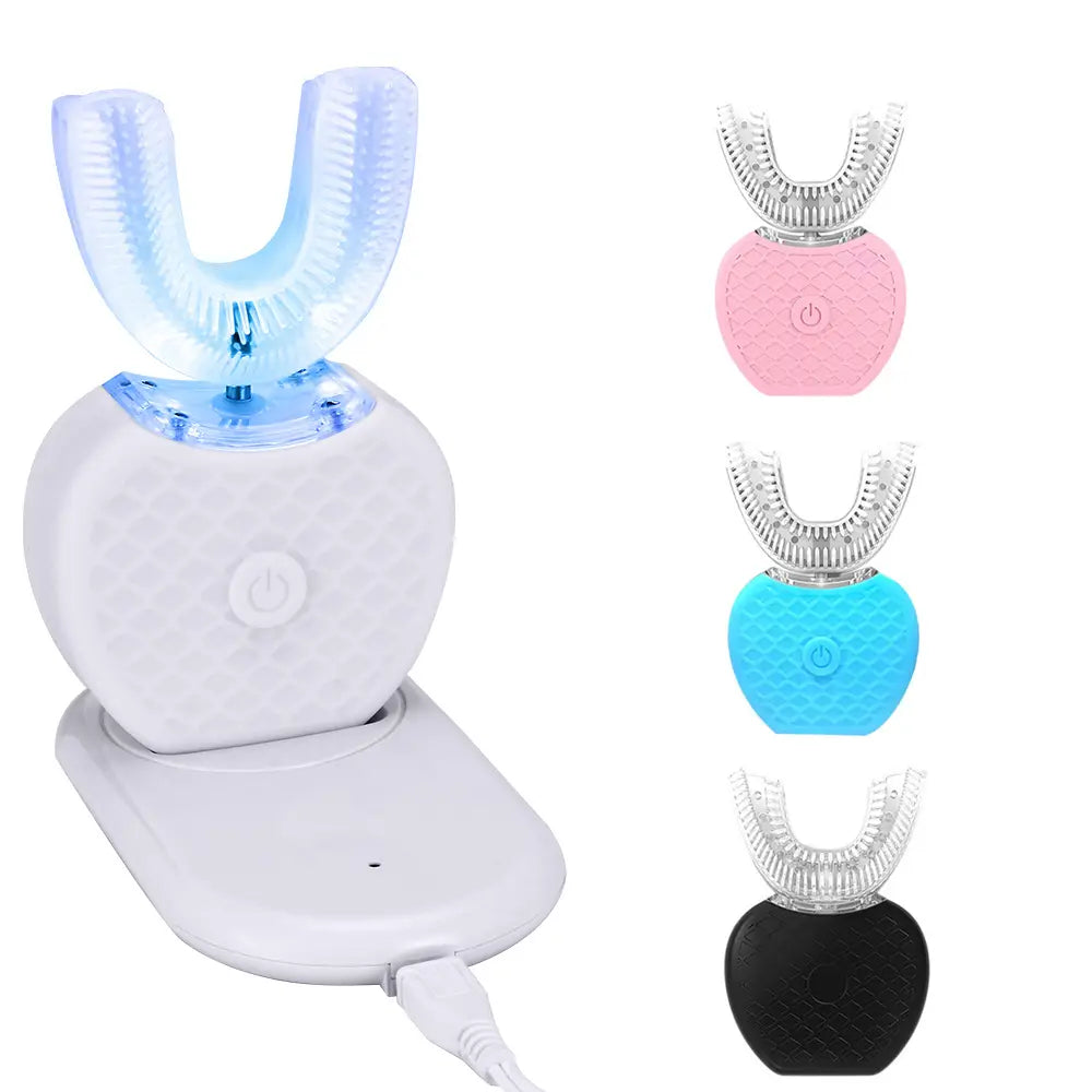 360 Degrees Intelligent Automatic Electric Toothbrush Waterproof U Type Tooth Brush Whitening Blue Light USB Charging