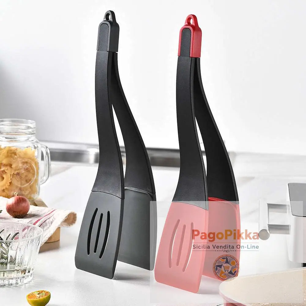 3 in 1 Clip per spatola per friggere Clip per il cibo in silicone Frittura per bistecca Pancake Turn a fessure per pala