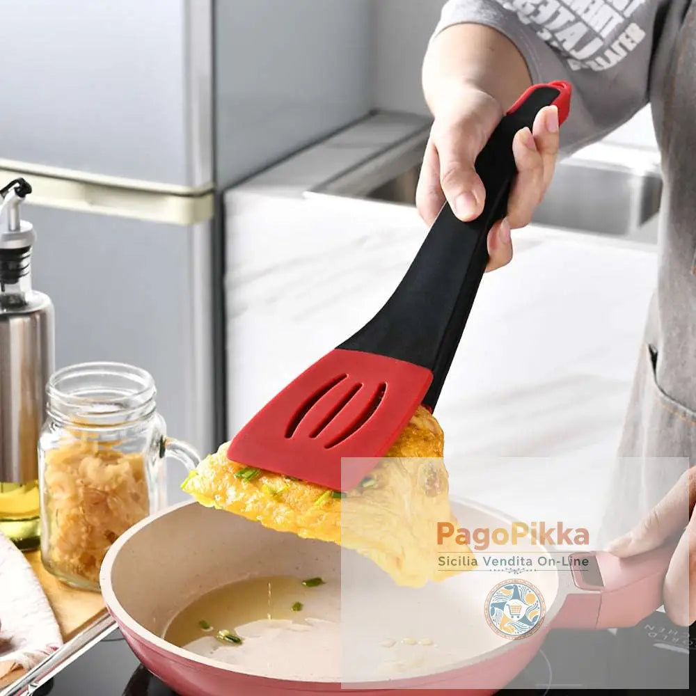 3 in 1 Clip per spatola per friggere Clip per il cibo in silicone Frittura per bistecca Pancake Turn a fessure per pala