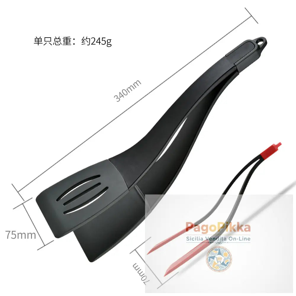 3 in 1 Clip per spatola per friggere Clip per il cibo in silicone Frittura per bistecca Pancake Turn a fessure per pala