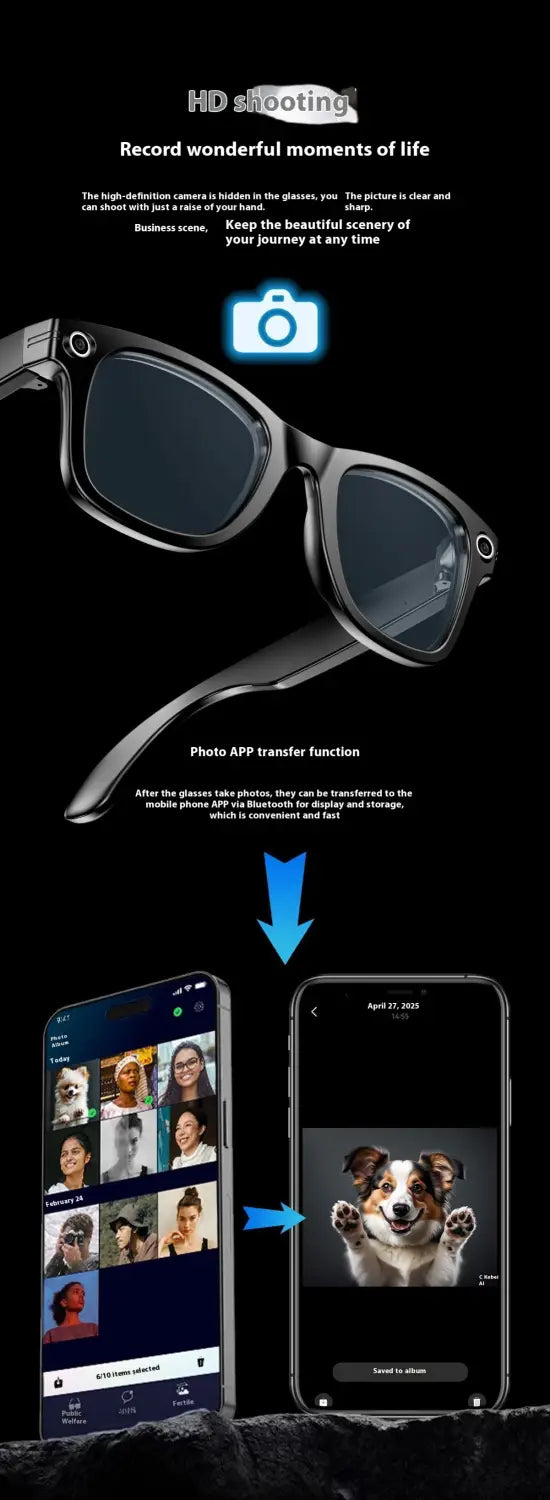 Ai Three-generation Smart Bluetooth Glasses Magnetic Frame Sunglasses Men