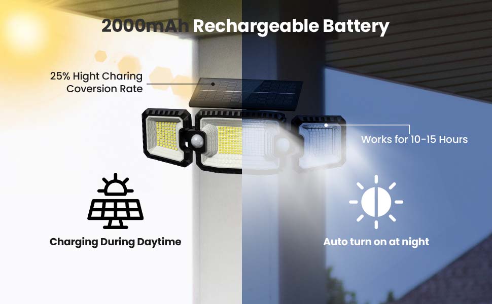 1 pz 305 LED luce solare per esterni, luce di inondazione con sensore di movimento PIR a doppia induzione, lampada da parete a energia solare