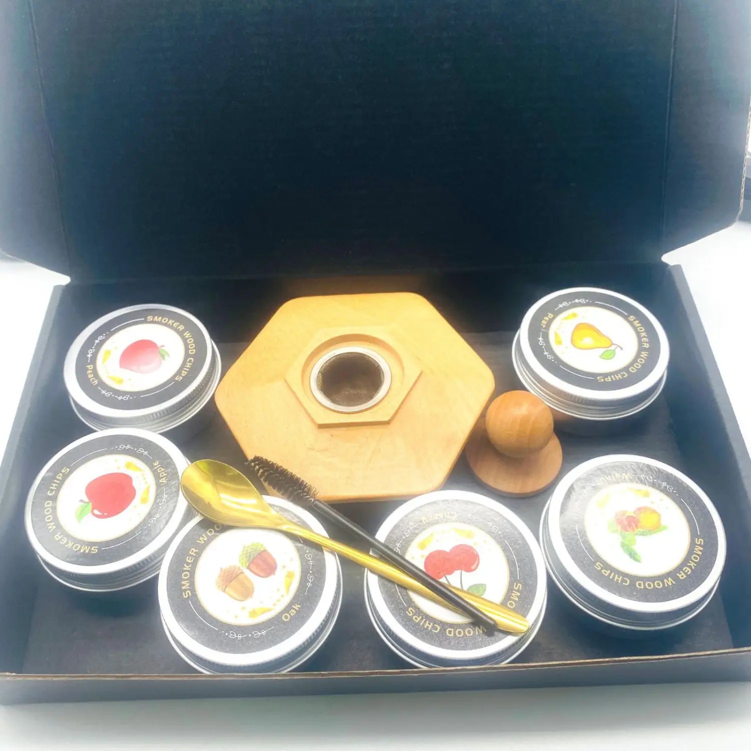 Affumicatore a legna da cocktail piattino esagonale a piattino rotondo strumenti per affumicare in cucina copertura