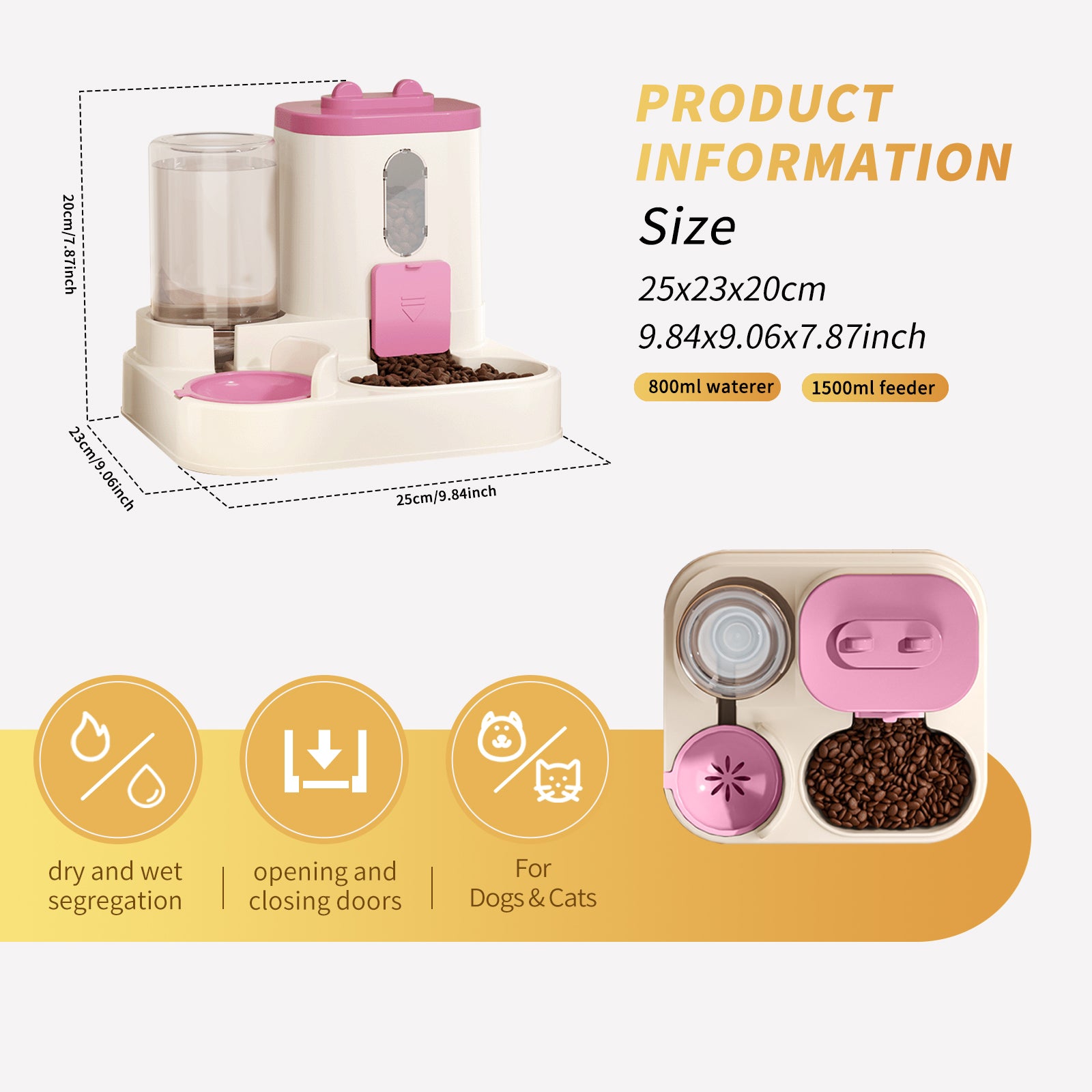 Dispenser Automatico 2in1 per Gatti - Sistema Integrato Cibo e Acqua 600g