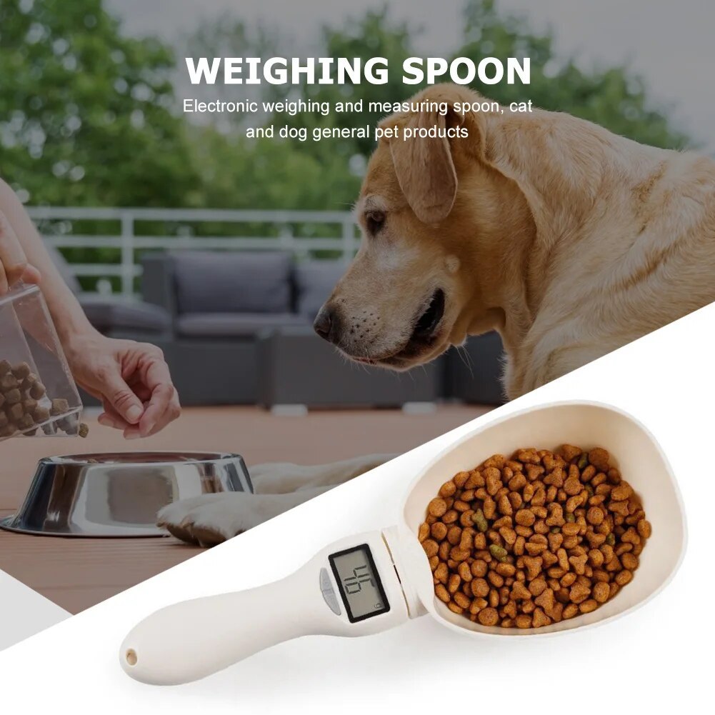 Bilancia per alimenti per animali domestici LCD Strumento di pesatura di precisione elettronico per cani e gatti Cucchiaio dosatore per alimenti Display digitale Bilancia da cucina