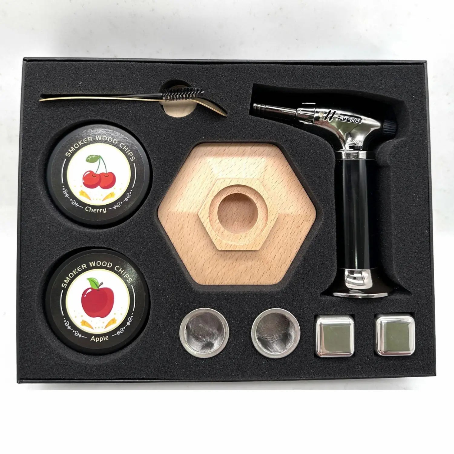 Affumicatore a legna da cocktail piattino esagonale a piattino rotondo strumenti per affumicare in cucina copertura