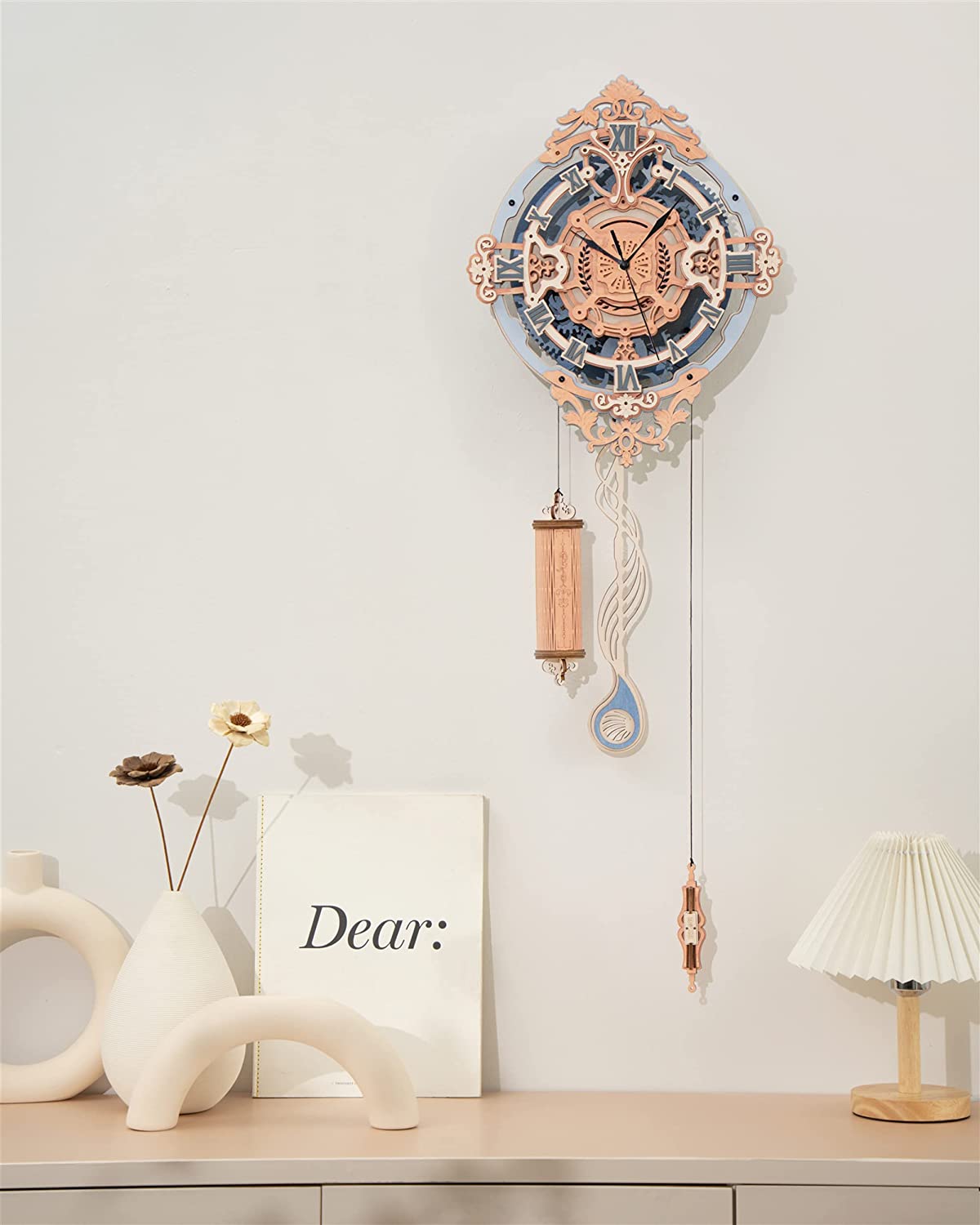 Robotime ROKR Orologio da Parete Note Romantiche LC701 - Puzzle 3D Legno Musicale