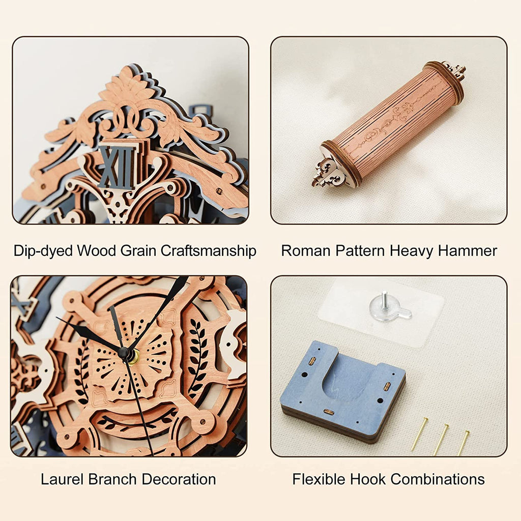 Robotime ROKR Orologio da Parete Note Romantiche LC701 - Puzzle 3D Legno Musicale