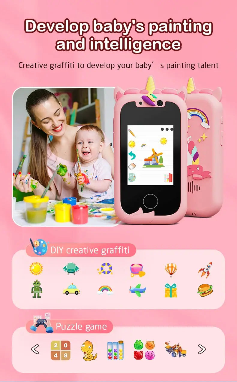 Kids Smart Phone Camera Toys Touchscreen Learning Toy for 3-12 Year Old Boys Girls Phone MP3 Player Christmas Birthday