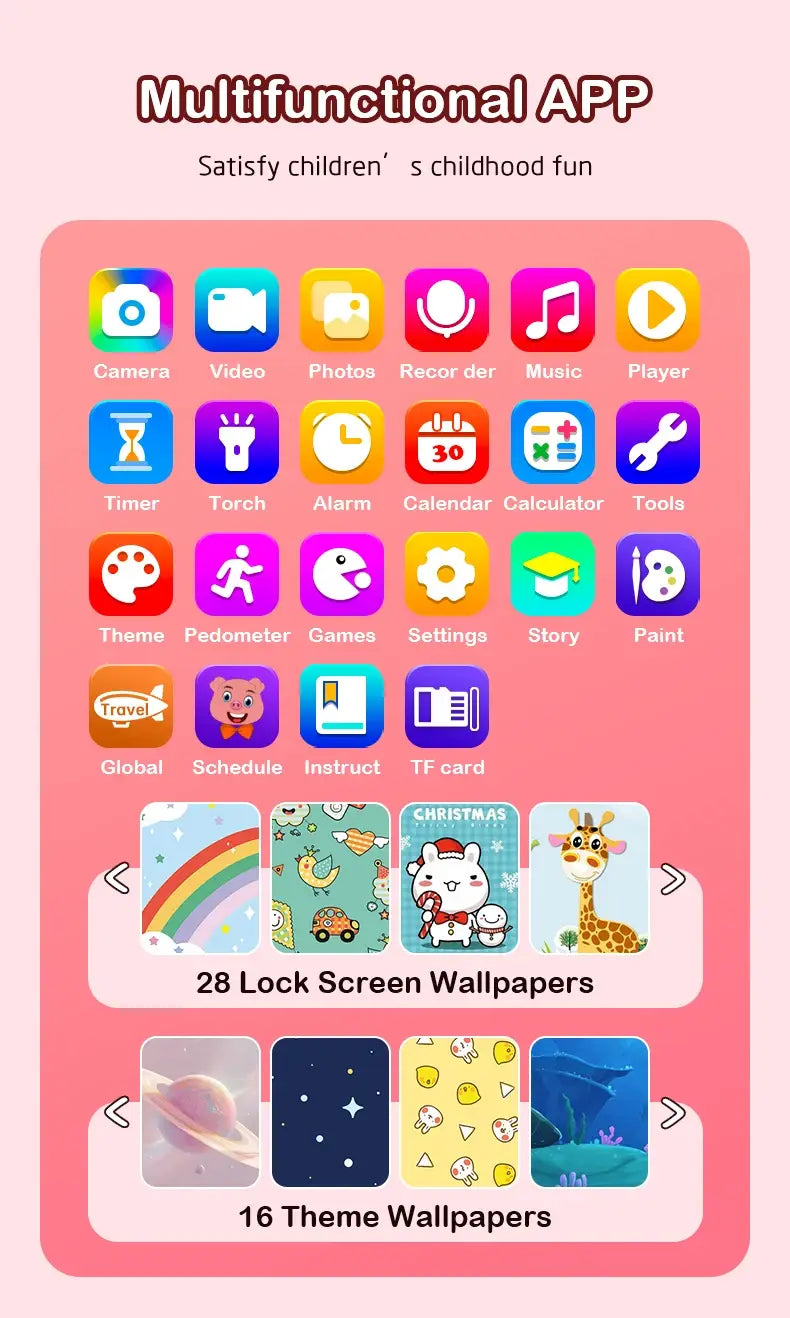 Kids Smart Phone Camera Toys Touchscreen Learning Toy for 3-12 Year Old Boys Girls Phone MP3 Player Christmas Birthday