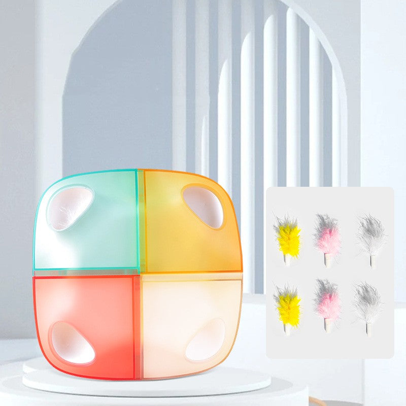 Giocattolo elettrico ricaricabile per animali domestici con piuma per gatti che stuzzica automaticamente i loro animali domestici.