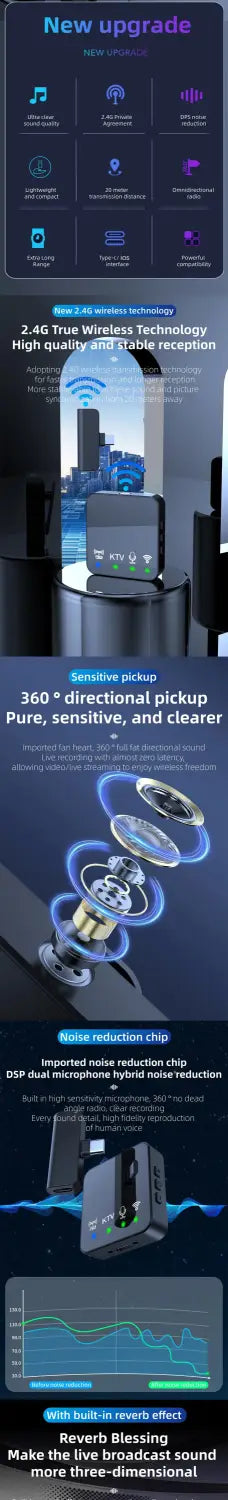 Wireless lavalier microphone microphone clip internet celebrity live streaming equipment short video noise reduction