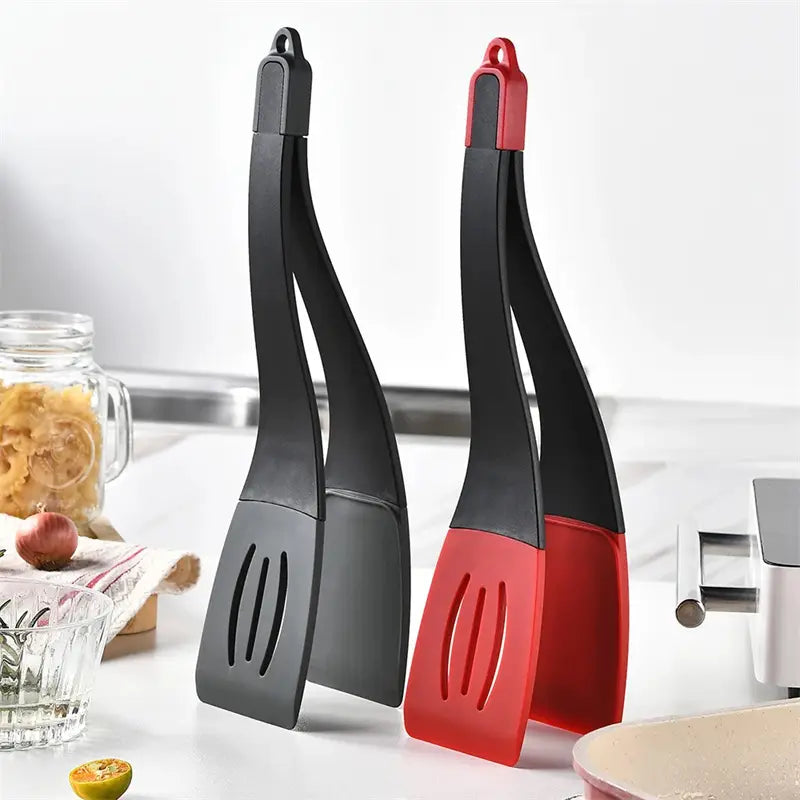 3 in 1 Clip per spatola per friggere Clip per il cibo in silicone Frittura per bistecca Pancake Turn a fessure per pala