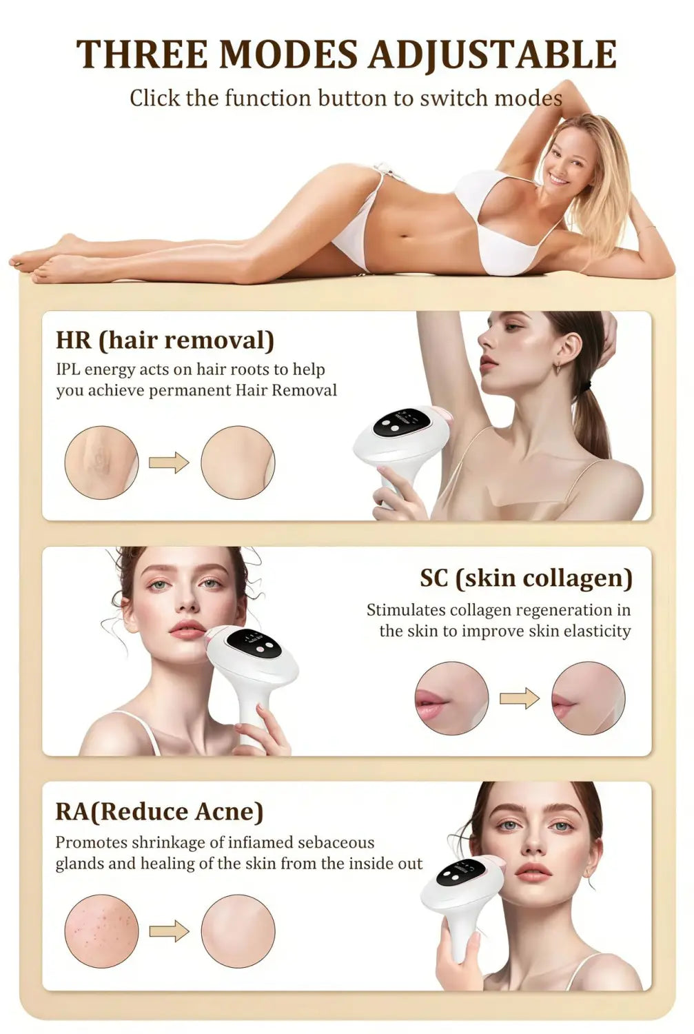 Dispositivo portatile per la depilazione a punto di congelamento testa sostituibile IPL a impulsi forti portatile