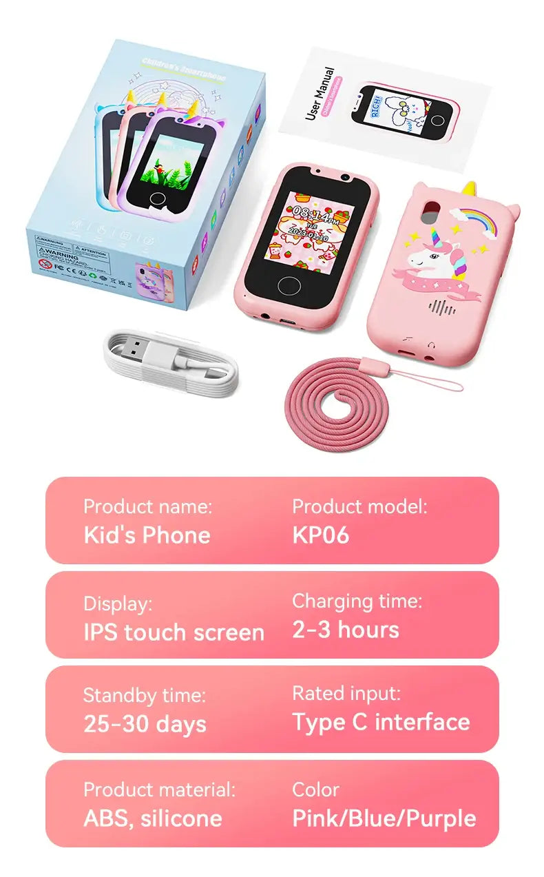 Kids Smart Phone Camera Toys Touchscreen Learning Toy for 3-12 Year Old Boys Girls Phone MP3 Player Christmas Birthday