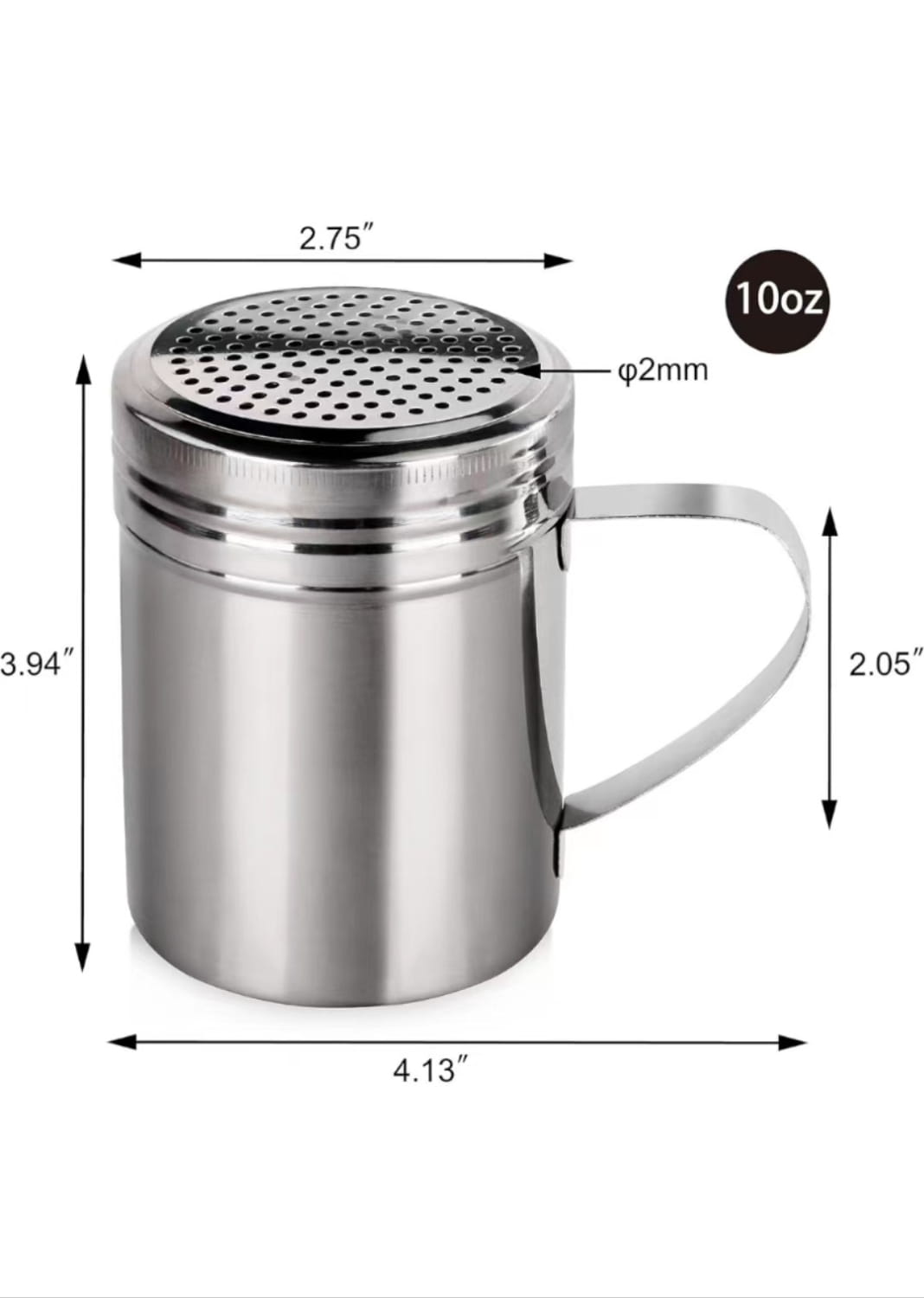 Dispenser per polvere di acciaio inossidabile 304 127 fori manico curvo condimento per barbecue accessori da cucina