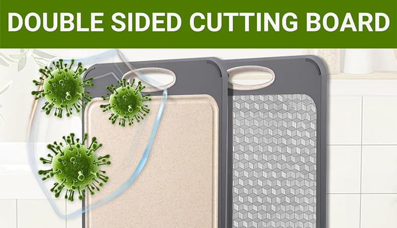 Tagliere in plastica in acciaio inox a doppia faccia per tagliere in cucina domestica con cannuccia di grano PP