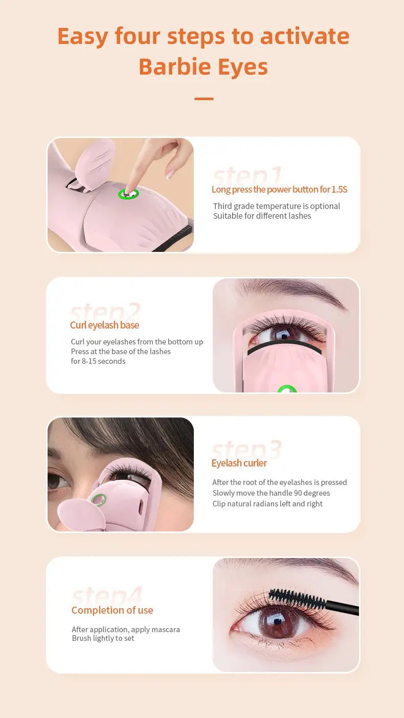 Piegaciglia elettronico a tre temperature ricaricabili a temperatura piegaciglia portatile compatto e riscaldante