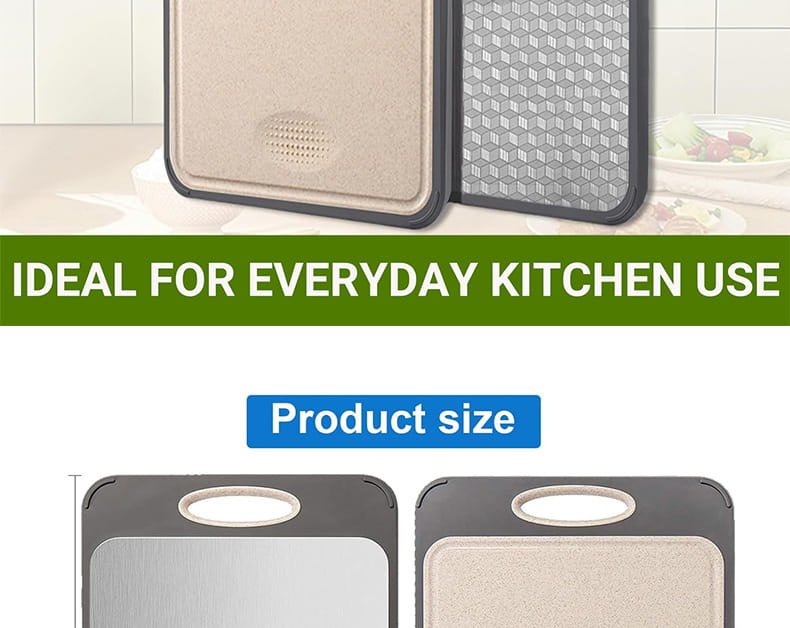 Tagliere in plastica in acciaio inox a doppia faccia per tagliere in cucina domestica con cannuccia di grano PP