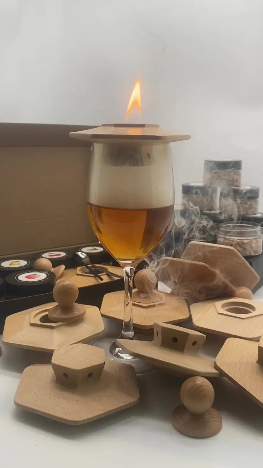 Affumicatore a legna da cocktail piattino esagonale a piattino rotondo strumenti per affumicare in cucina copertura