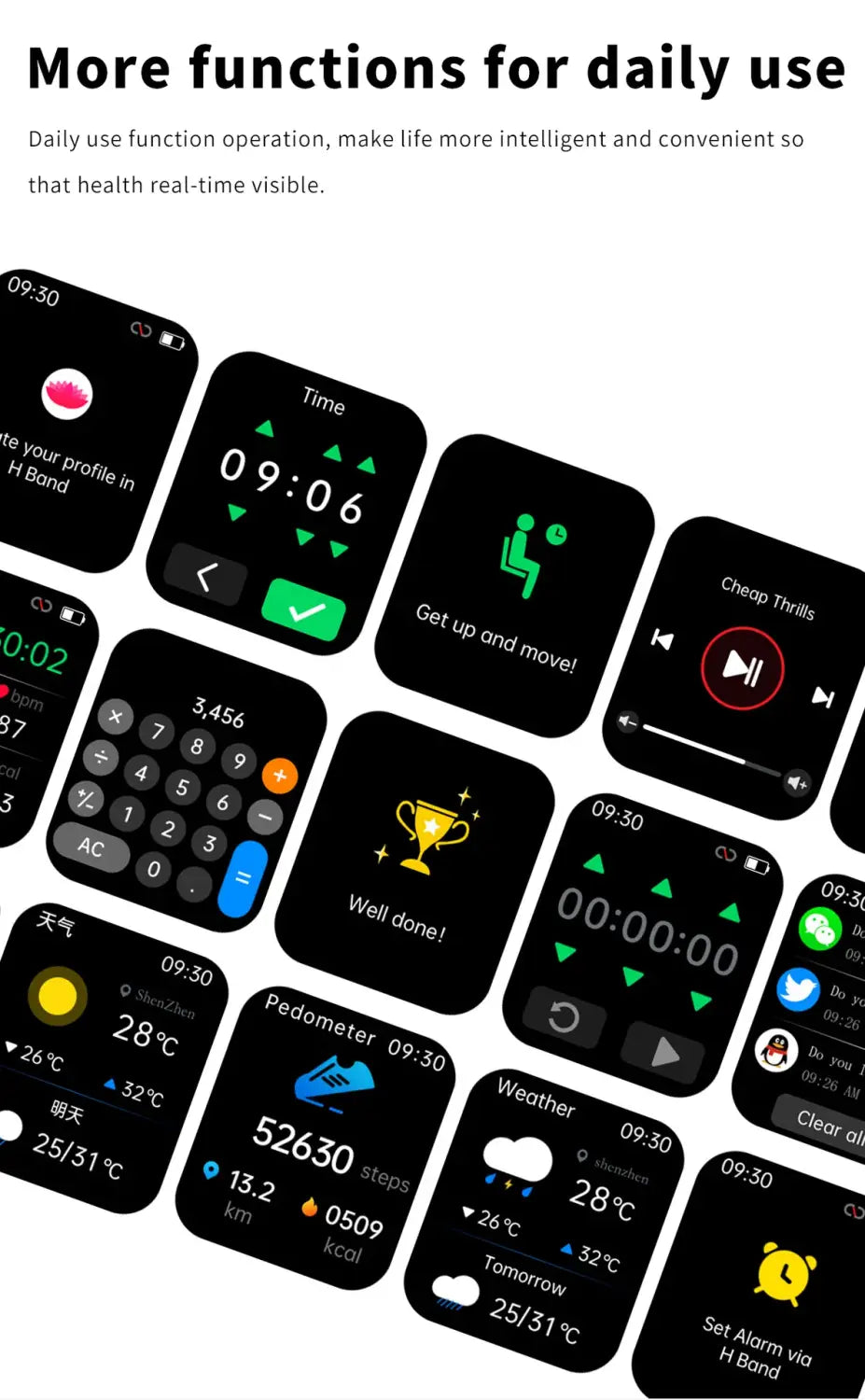 F57L sports wristband heart rate blood pressure monitoring body temperature information push Bluetooth smart watch