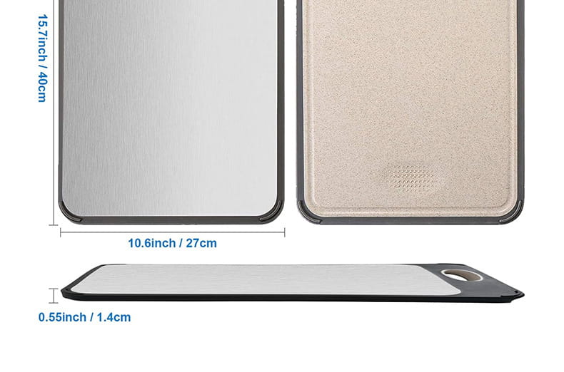 Tagliere in plastica in acciaio inox a doppia faccia per tagliere in cucina domestica con cannuccia di grano PP