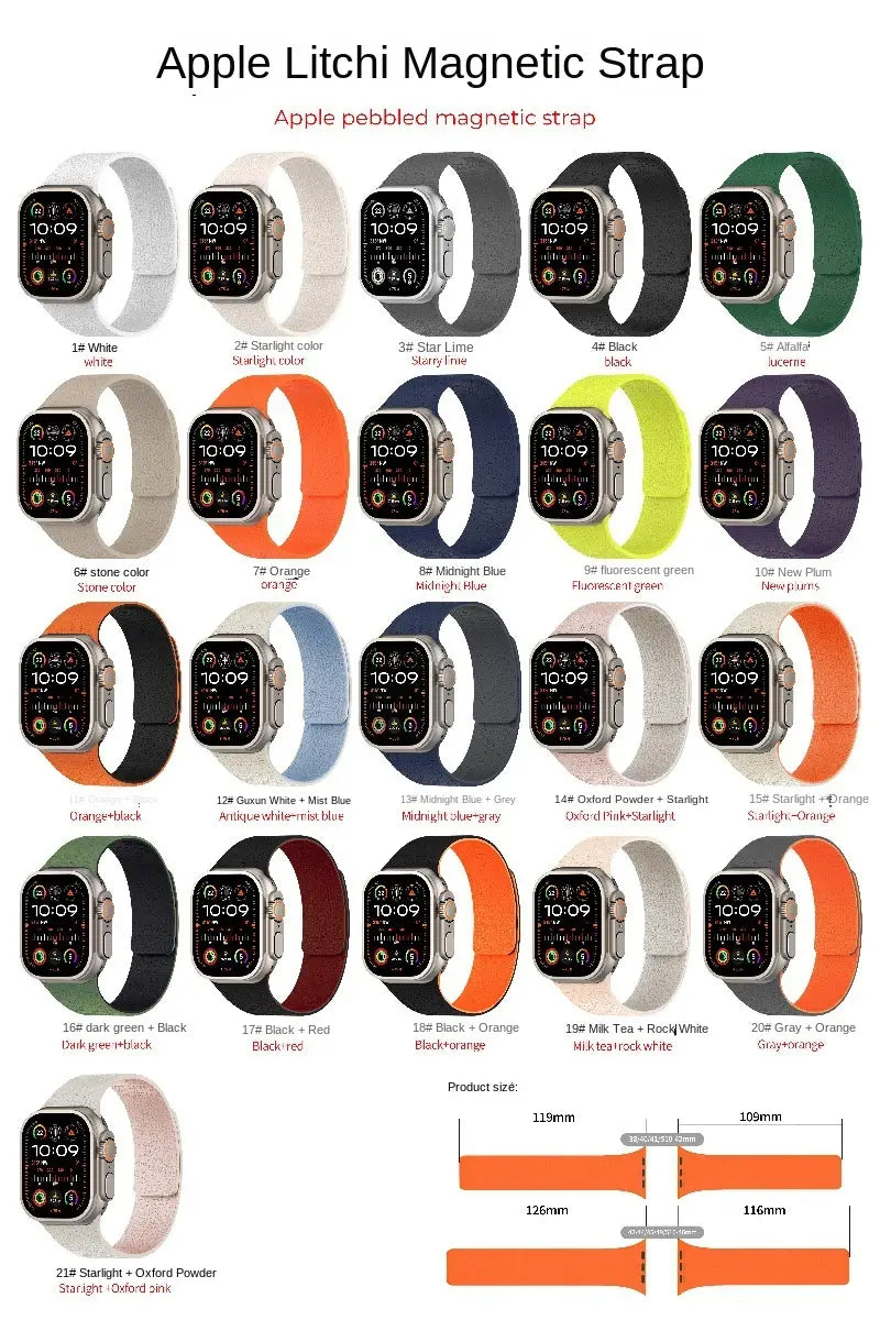 Apple iWatch Huawei Watch 5 Samsung GT5 Silicone Watch Band with Soft Magnetic Adsorption and Lychee Pattern