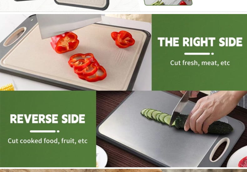 Tagliere in plastica in acciaio inox a doppia faccia per tagliere in cucina domestica con cannuccia di grano PP