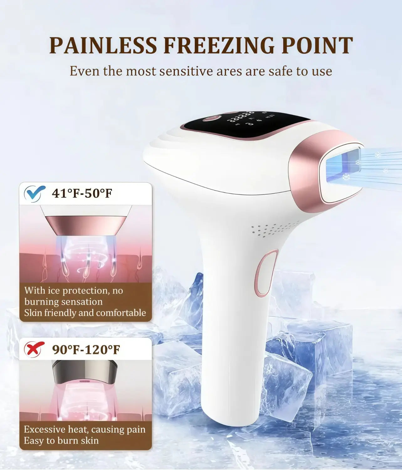 Dispositivo portatile per la depilazione a punto di congelamento testa sostituibile IPL a impulsi forti portatile