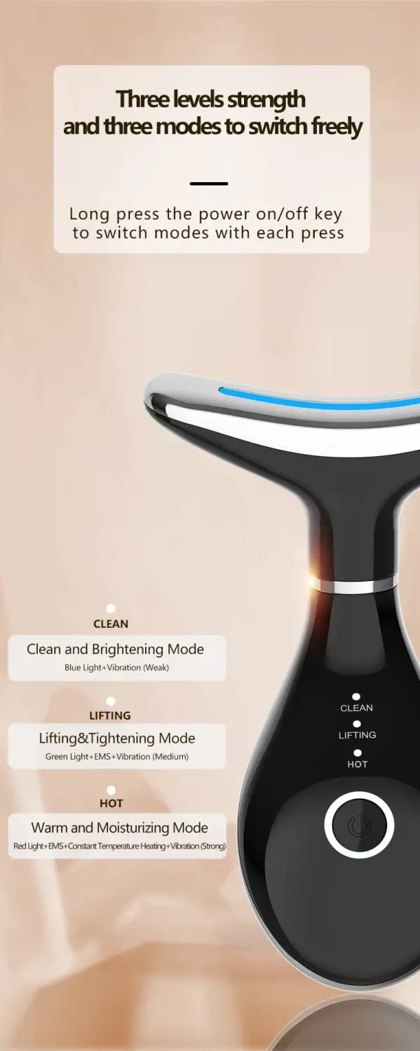 Macchina EMS per il lifting del collo e del viso Massaggiatore per il rassasiamento della pelle a 3 colori LED Photon
