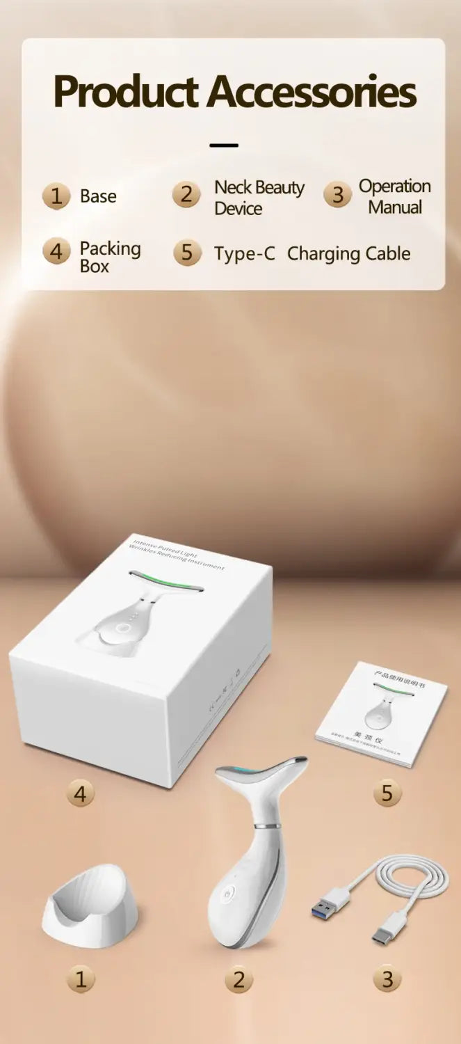 Macchina EMS per il lifting del collo e del viso Massaggiatore per il rassasiamento della pelle a 3 colori LED Photon