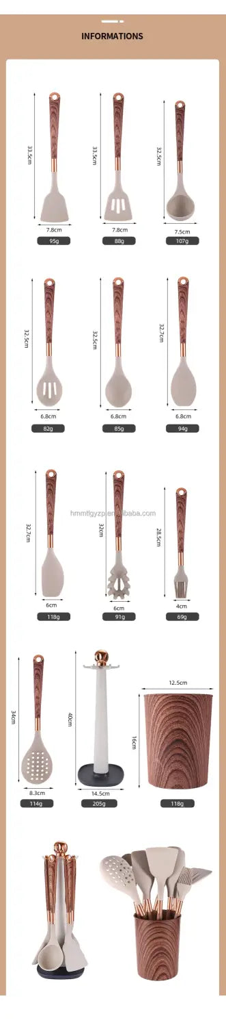 Set di utensili da cucina da 10 pezzi set di utensili da cucina con manico in legno utensili da cucina in silicone