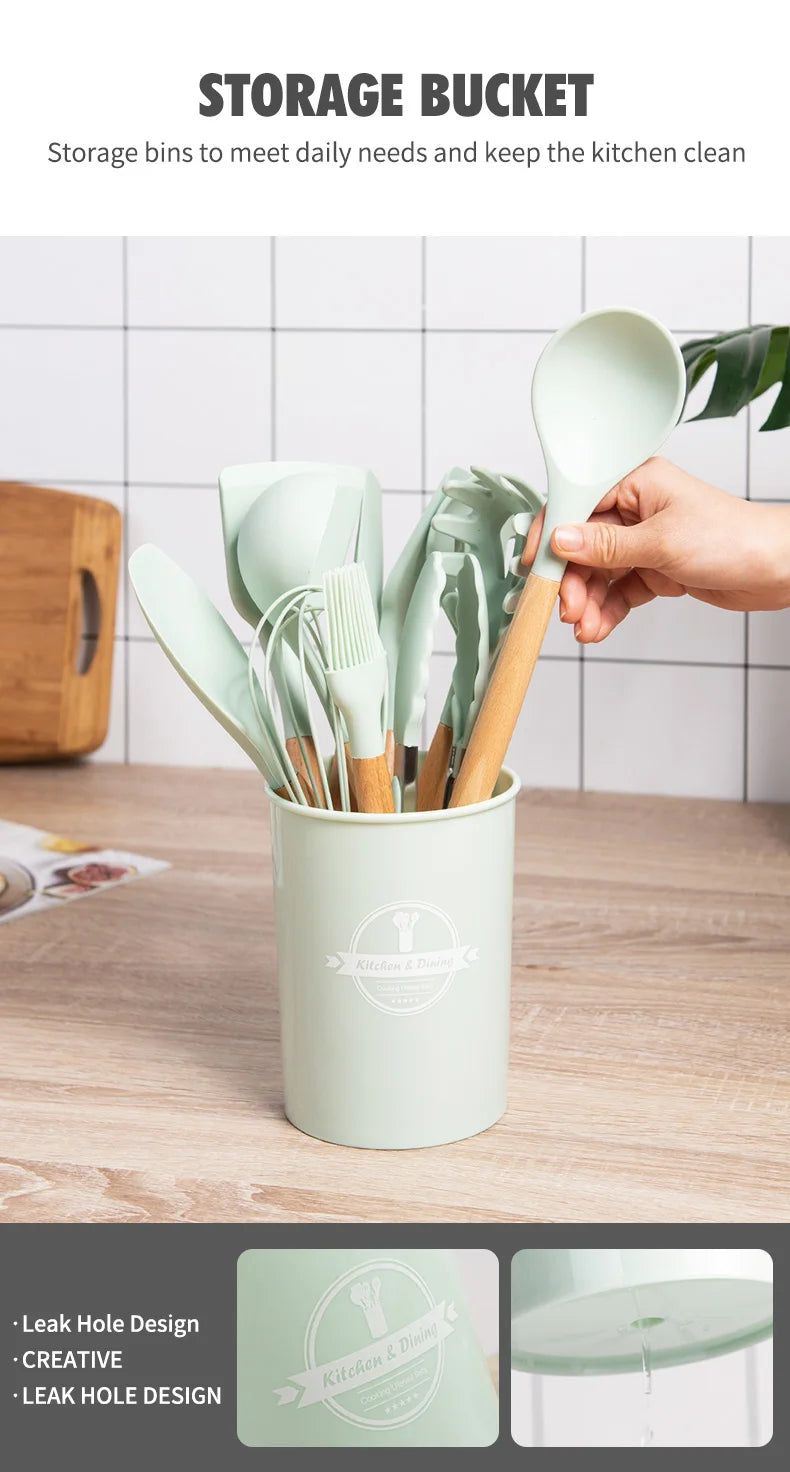 Set di utensili da cucina in silicone per la cucina accessori standard per strumenti da cucina antiaderenti