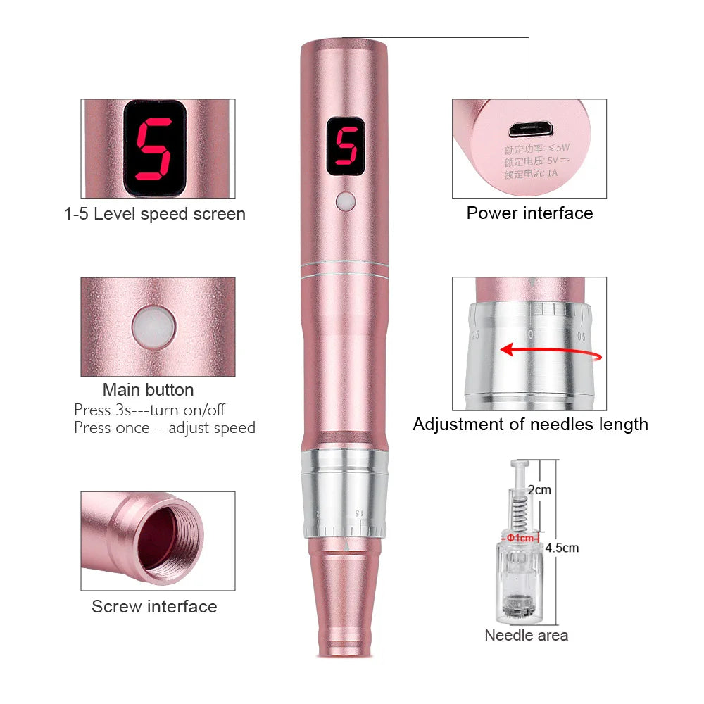 Macchina professionale per penna a microaghi con cartuccia Penna a microaghi wireless per Derma MTS Pen Macchina