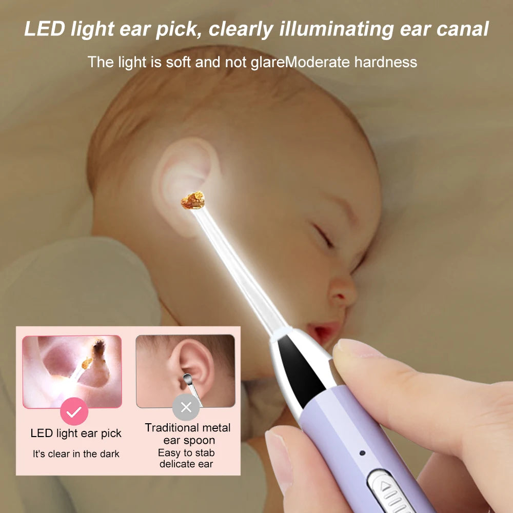 Rimozione Cerume Naso Pulisci Orecchie Clip Neonati Adulti Orecchie Naso Pulisci Pinzette Set Luce LED Plettro